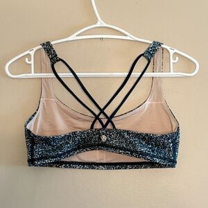 Lululemon Navy Blue Speckled Criss Cross Strappy Back Sports Bra